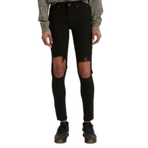 Levi’s 721 High Rise Skinny Jeans - Black Distressed
